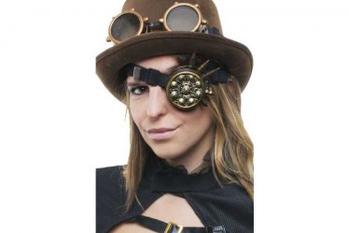 NEW Black Gold Gothic Top Hat Halloween w/ Clock Spike Costume Steampunk  Goggles